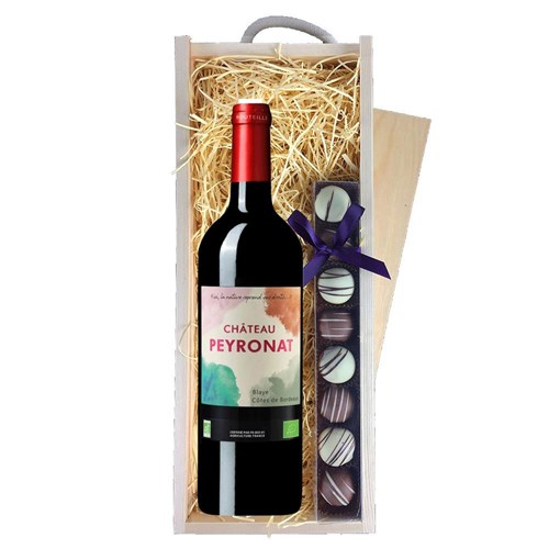 Chateau Peyronat Blaye Cotes de Bordeaux 75cl Red Wine & Truffles, Wooden Box